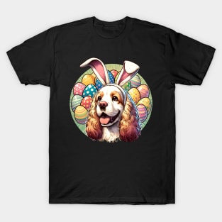 Clumber Spaniel with Bunny Ears Celebrates Easter Spirit T-Shirt